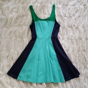 Blue and Green Colour Block dress - Express